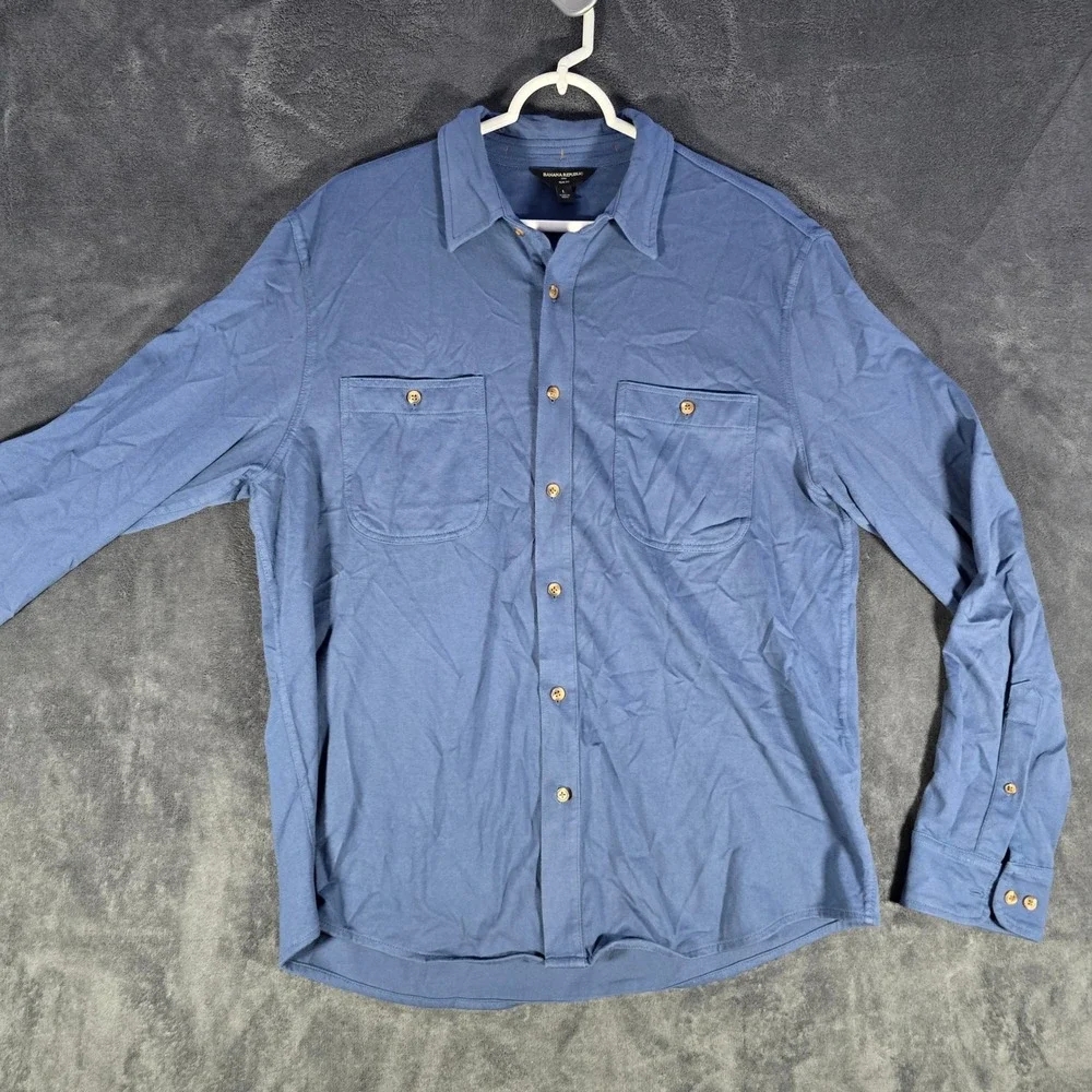 Banana Republic Slim Fit Shirt Long Sleeve Button Up Pockets Blue‎ L